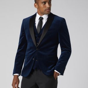 Remus Uomo Dark Blue Velvet Tuxedo Jacket